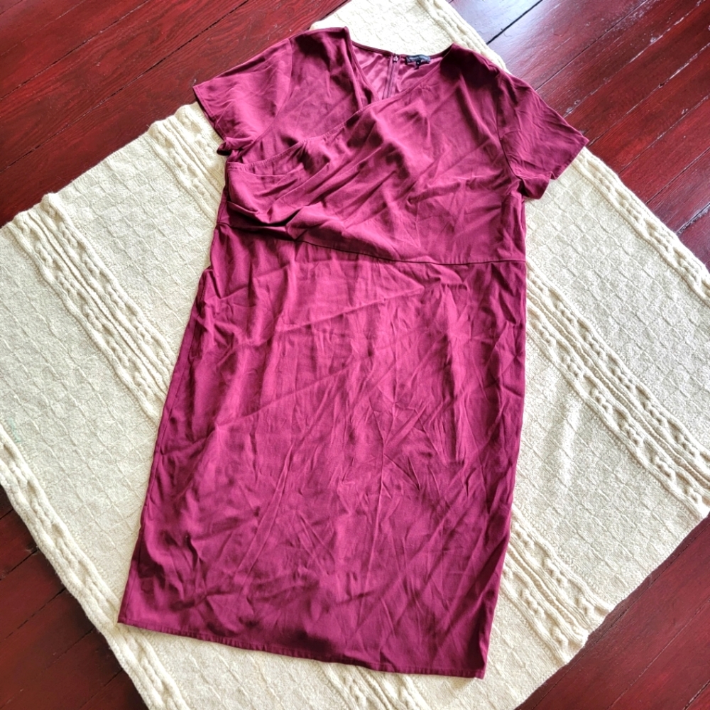 Universal Standard Faux Wrap Midi Dress size Large Maroon